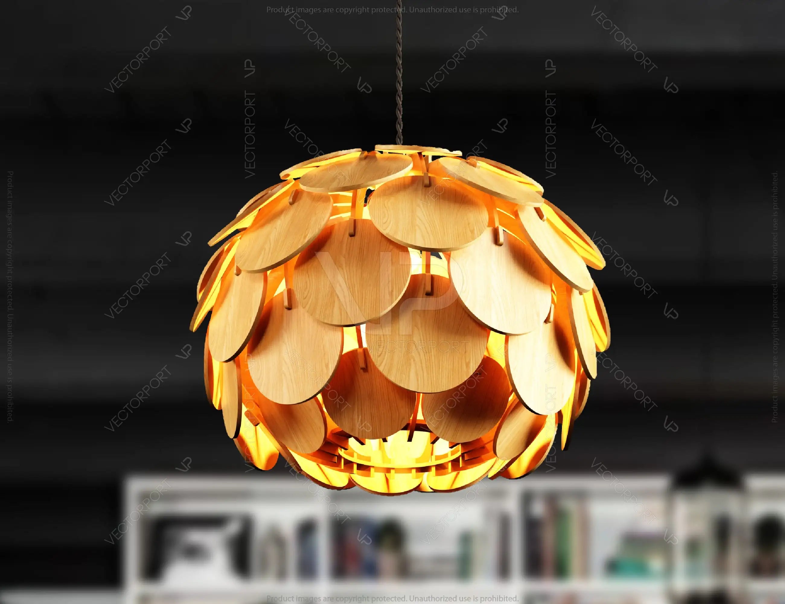 Scandinavian Pine Cone Hanging wooden chandelier lamp shade Pendant light template svg laser cut 1/8 inch plywood| SVG, DXF, AI |#096|
