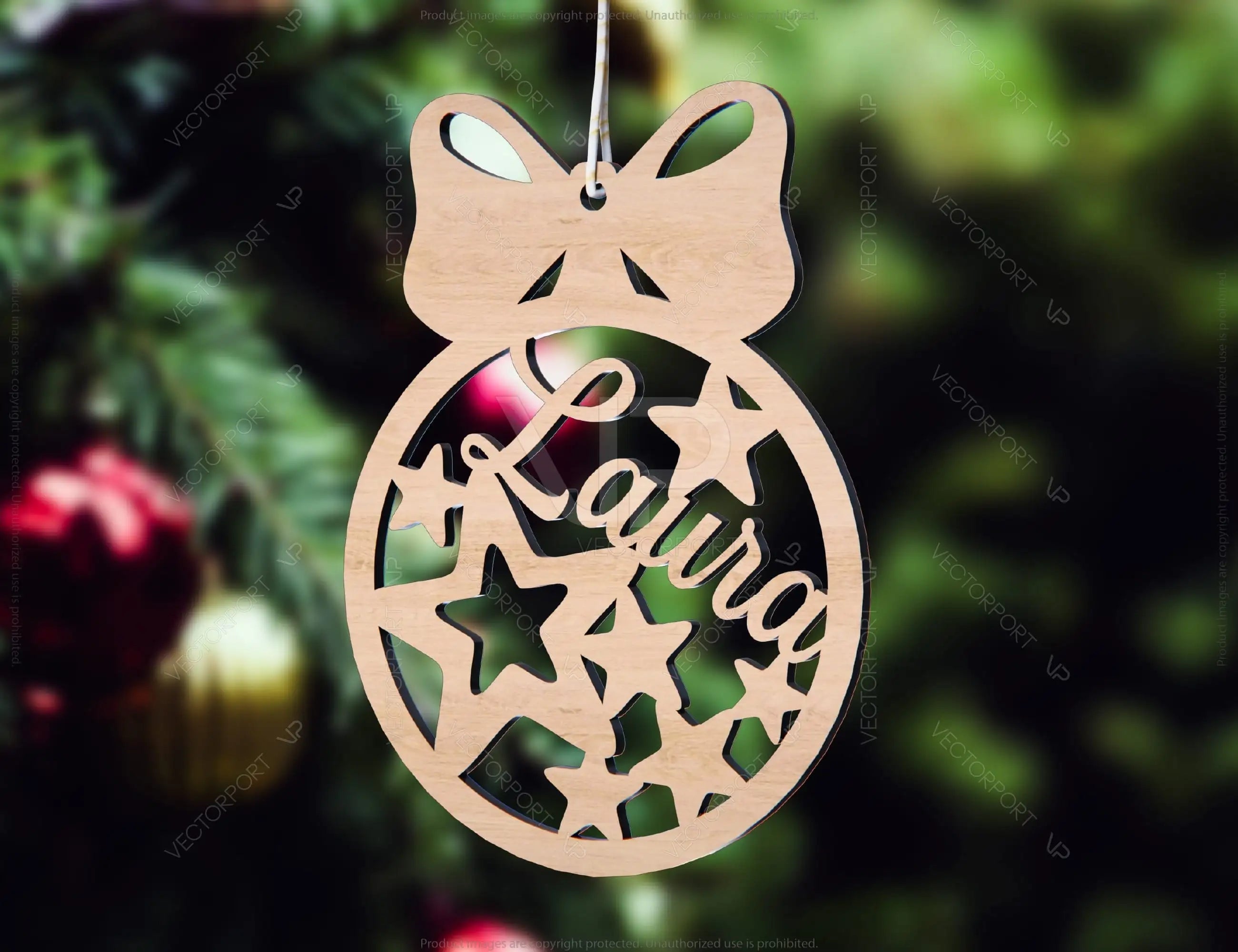 Personalized Christmas balls Tree Decorations with Name Craft Hanging Bauble Paper art templates cut file |#U098|