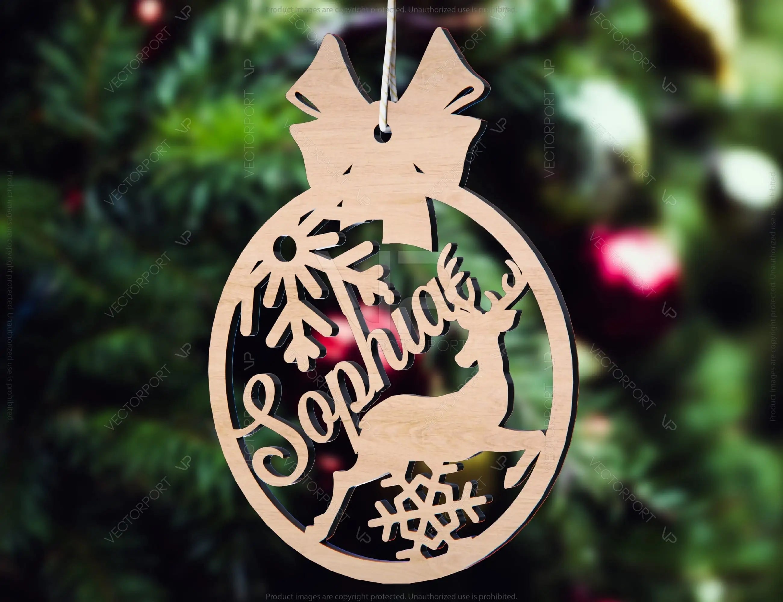 Personalized Christmas balls Tree Decorations with Name Craft Hanging Bauble Paper art templates cut file |#U098|