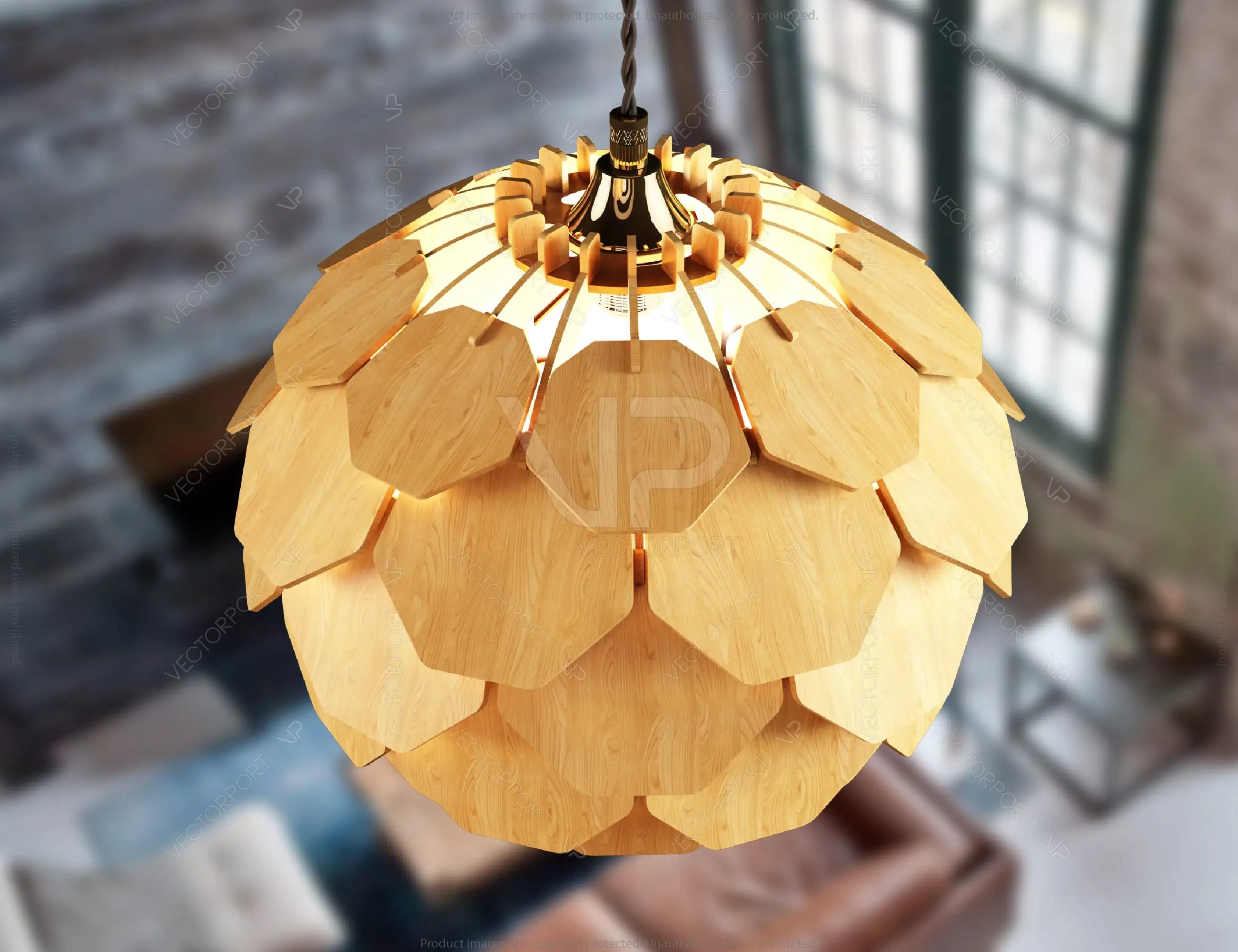 Scandinavian Pine Cone Hanging wooden chandelier lamp shade Pendant light template svg laser cut 1/8 inch plywood| SVG, DXF, AI |#098|