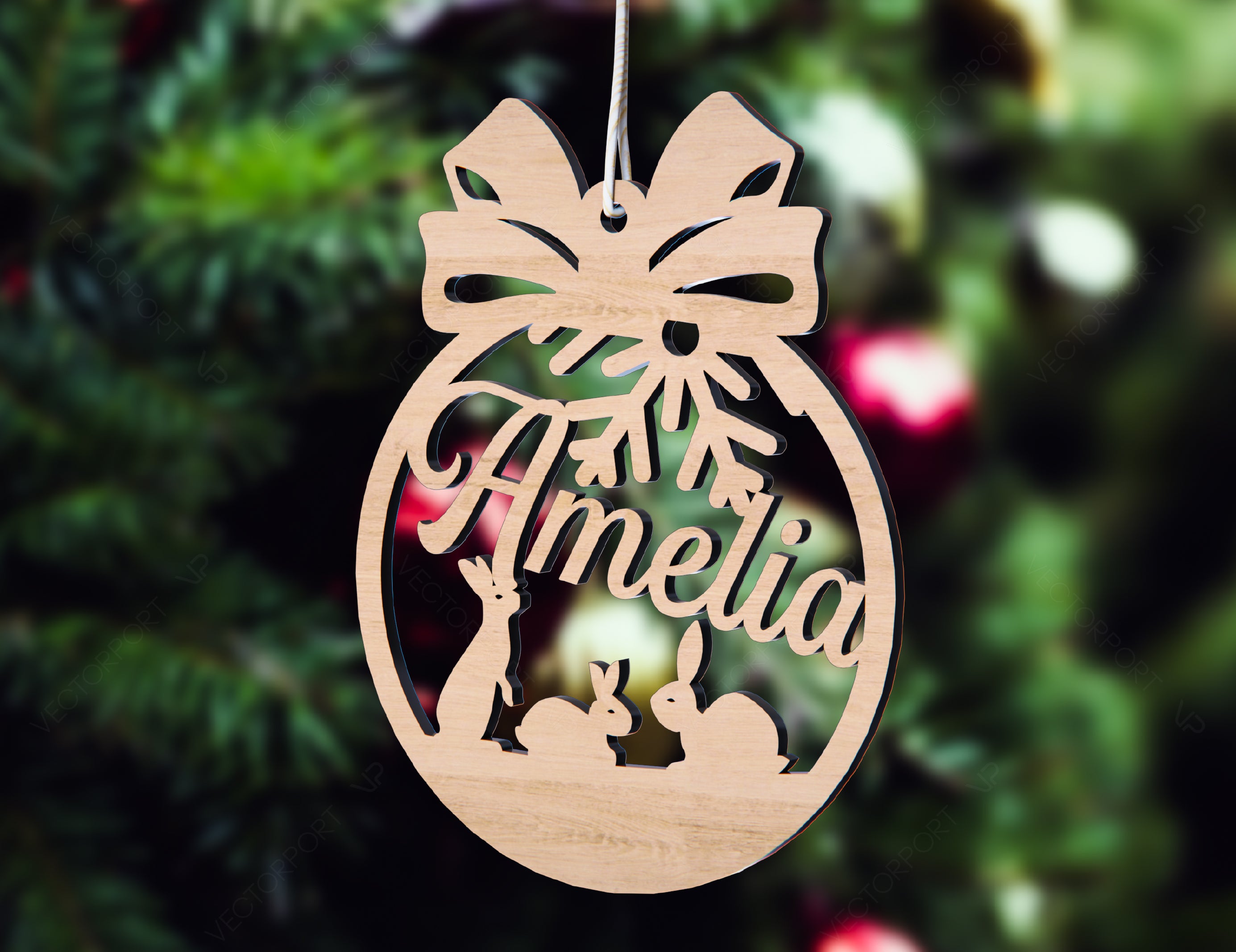 Personalized Christmas balls Tree Decorations with Name Craft Hanging Bauble Paper art templates cut file |#U098|