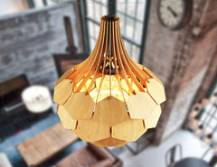 Scandinavian Pine Cone Hanging wooden chandelier lamp shade Pendant light template svg laser cut plywood| SVG, DXF, AI |#099|