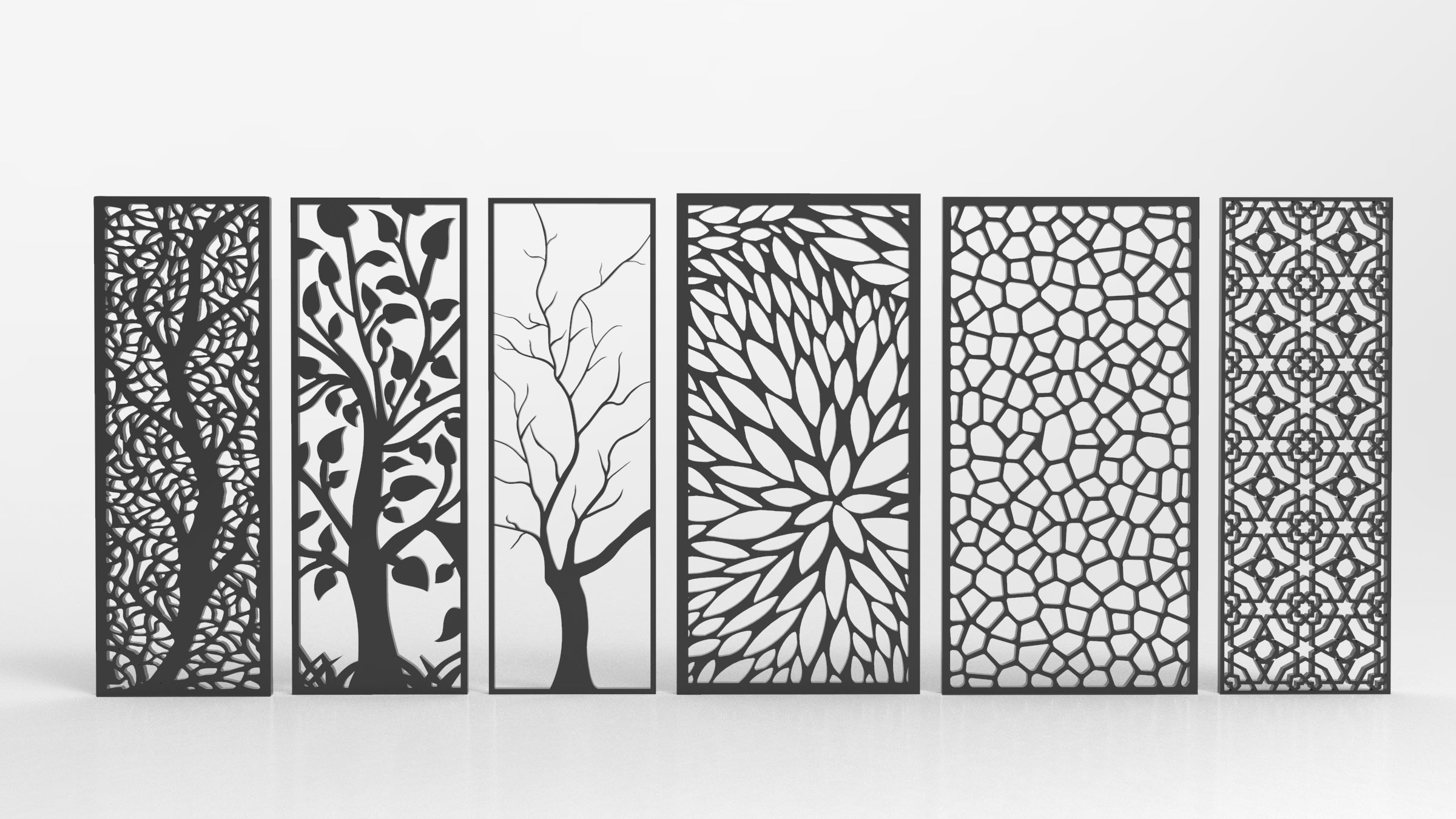 Tree Ornaments for decorative partitions panel screen CNC Laser Cutting File | SVG, DXF, AI |#C001|