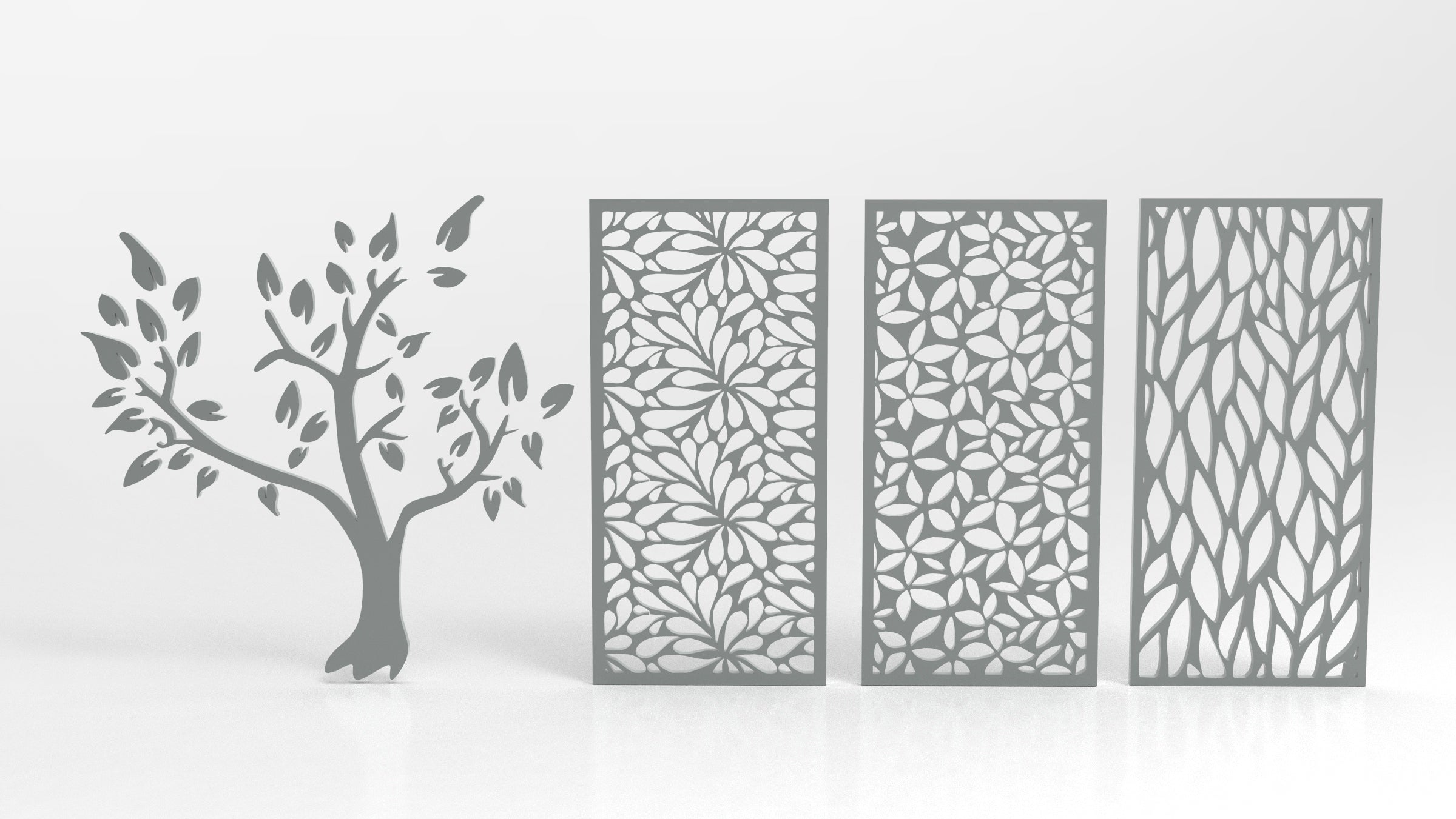 Tree Ornaments for decorative partitions panel screen CNC Laser Cutting File | SVG, DXF, AI |#C001|