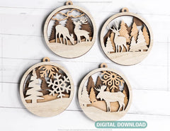 Christmas balls Tree Decorations Craft Hanging Bauble Paper art wood carving stencil laser cut templates  |#U101|