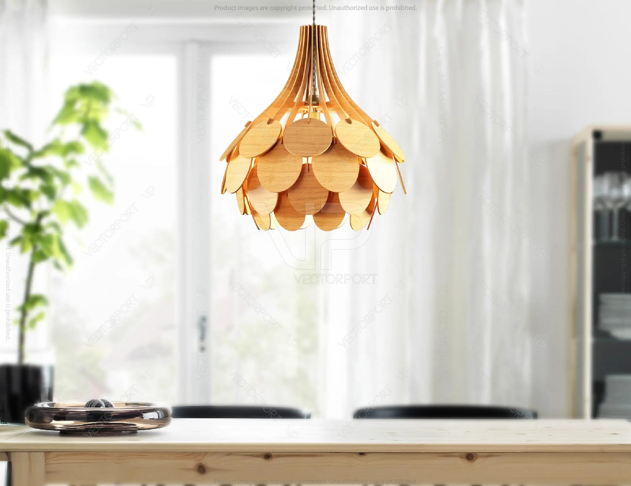 Scandinavian Pine Cone Hanging wooden chandelier lamp shade Pendant light template svg laser cut Digital Download | SVG, DXF, AI |#101|