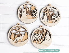 Christmas balls Tree Decorations Craft Hanging Bauble Paper art wood carving stencil laser cut templates  |#U102|