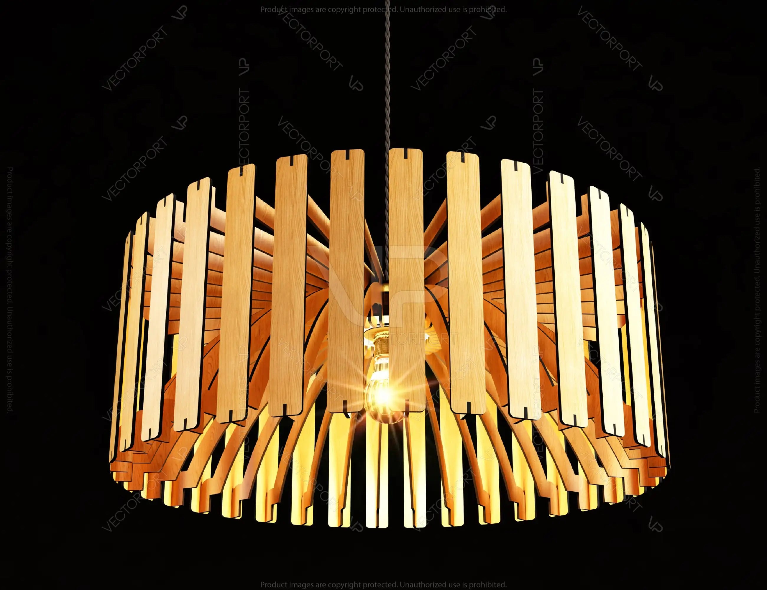 Elegant Modern round Hanging wooden chandelier lamp shade Pendant light template svg laser cut plywood| SVG, DXF, AI |#102|