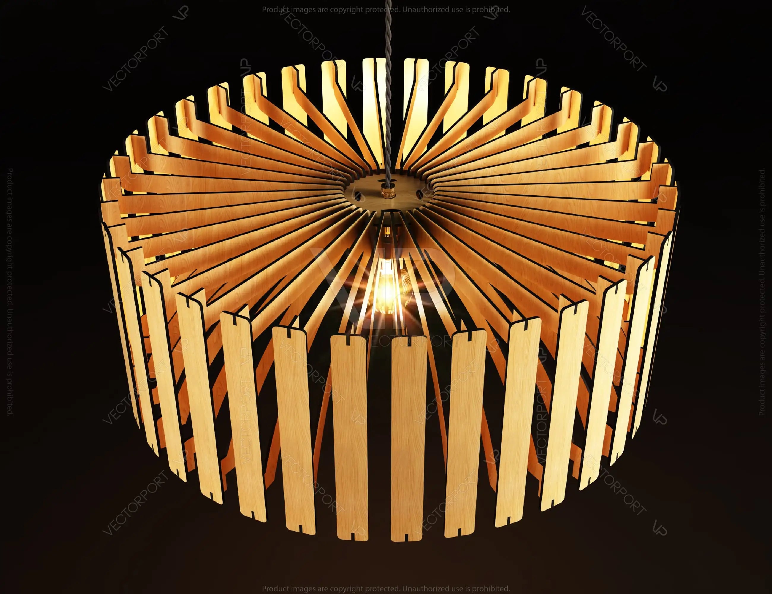 Elegant Modern round Hanging wooden chandelier lamp shade Pendant light template svg laser cut plywood| SVG, DXF, AI |#102|