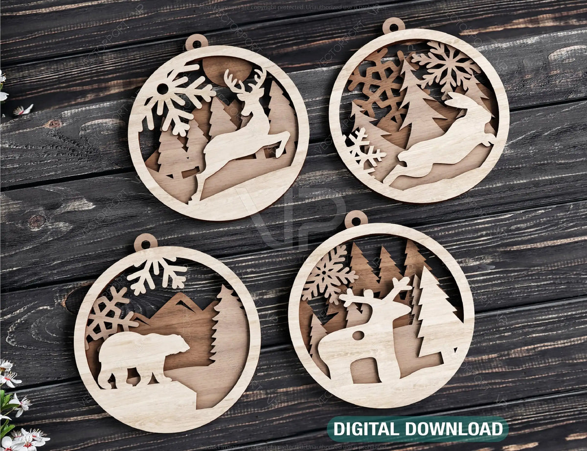 Christmas balls Tree Decorations Craft Hanging Bauble Paper art wood carving stencil laser cut templates  |#U103|