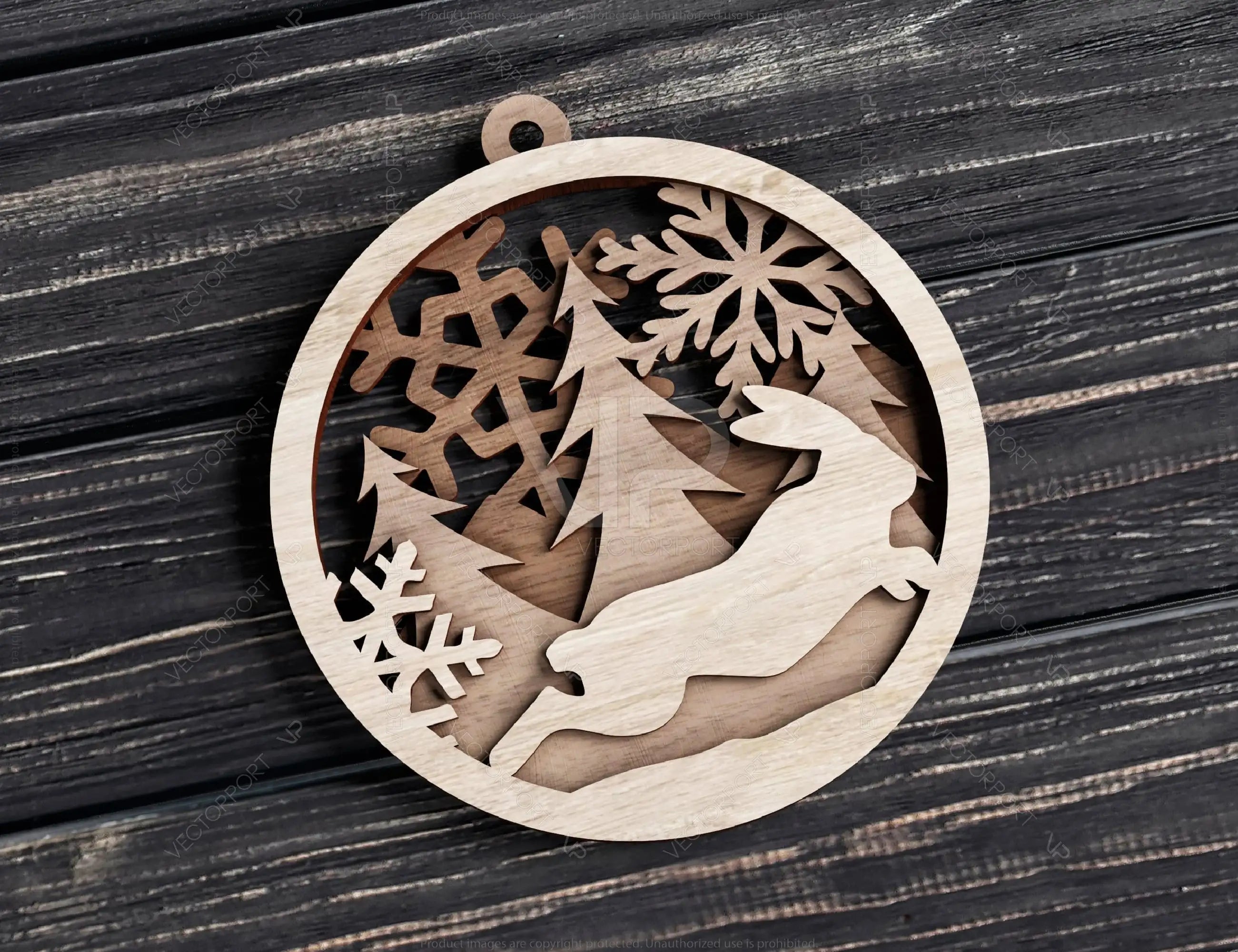 Christmas balls Tree Decorations Craft Hanging Bauble Paper art wood carving stencil laser cut templates  |#U103|