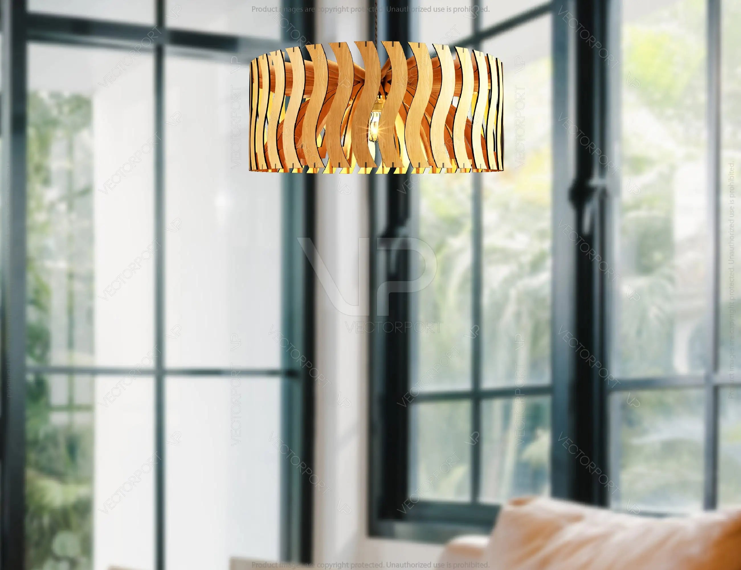 Elegant Modern round Hanging wooden chandelier lamp shade Pendant light template svg laser cut 1/8 & 1/4 inch plywood| SVG, DXF, AI |#103|