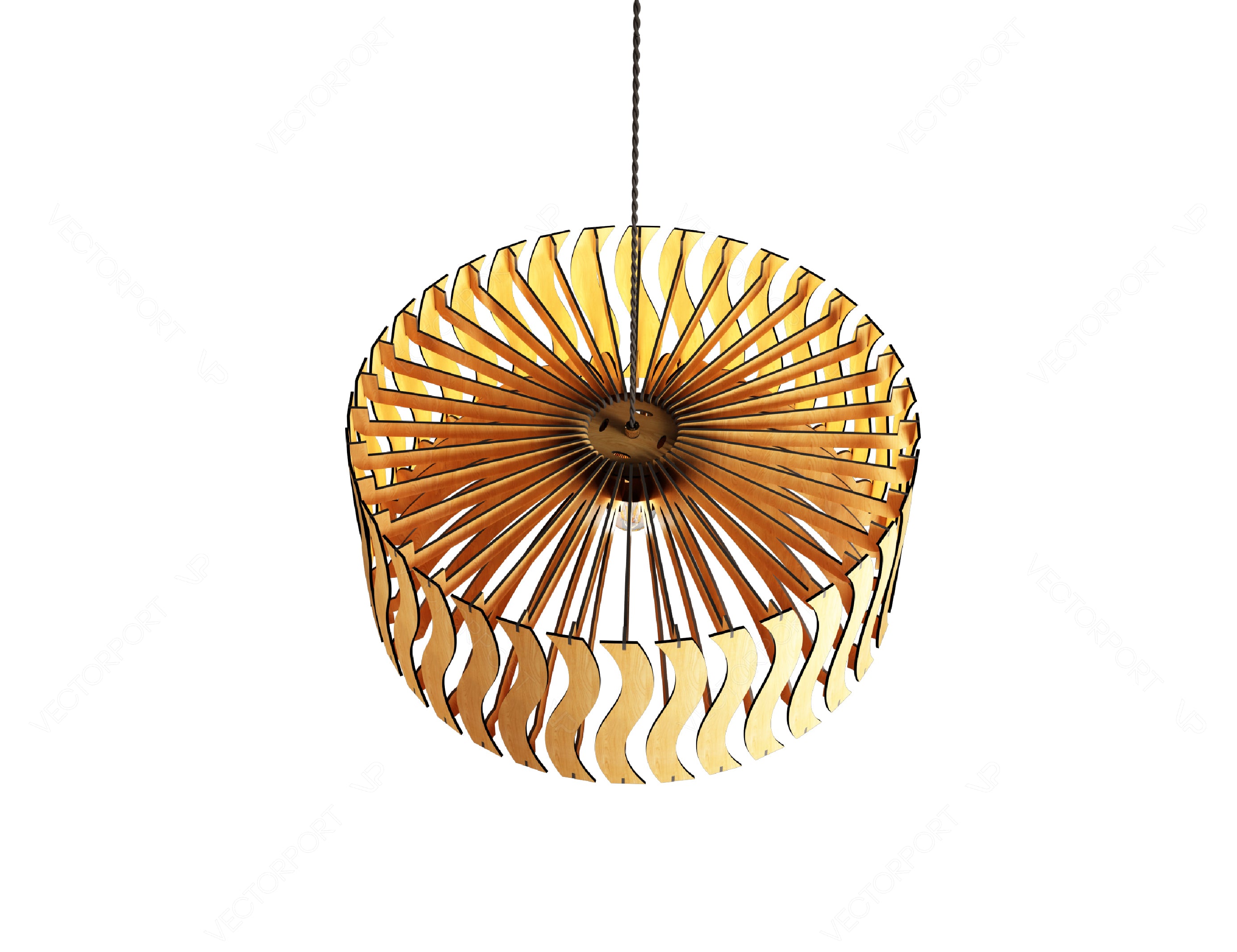 Elegant Modern round Hanging wooden chandelier lamp shade Pendant light template svg laser cut 1/8 & 1/4 inch plywood| SVG, DXF, AI |#103|