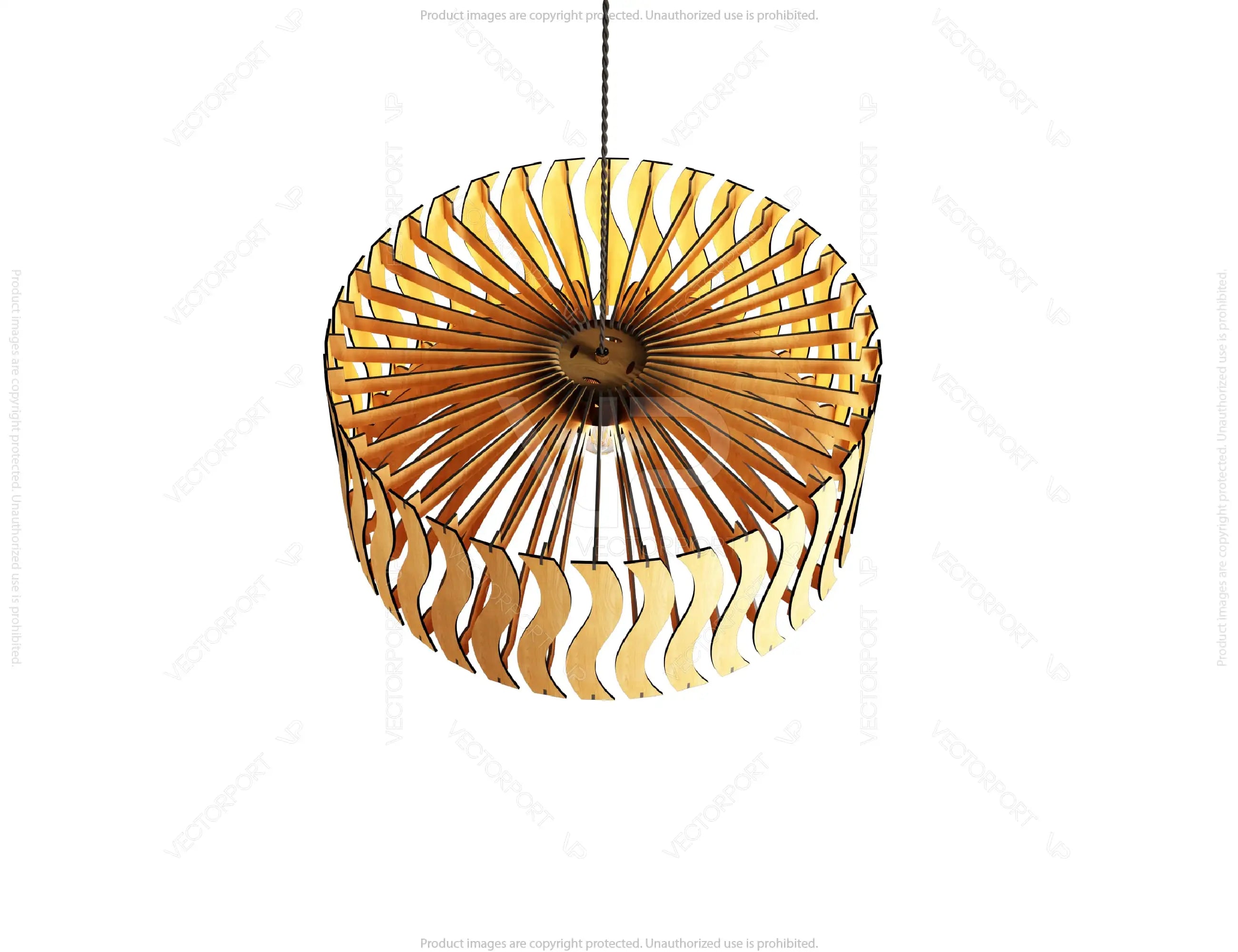 Elegant Modern round Hanging wooden chandelier lamp shade Pendant light template svg laser cut 1/8 & 1/4 inch plywood| SVG, DXF, AI |#103|