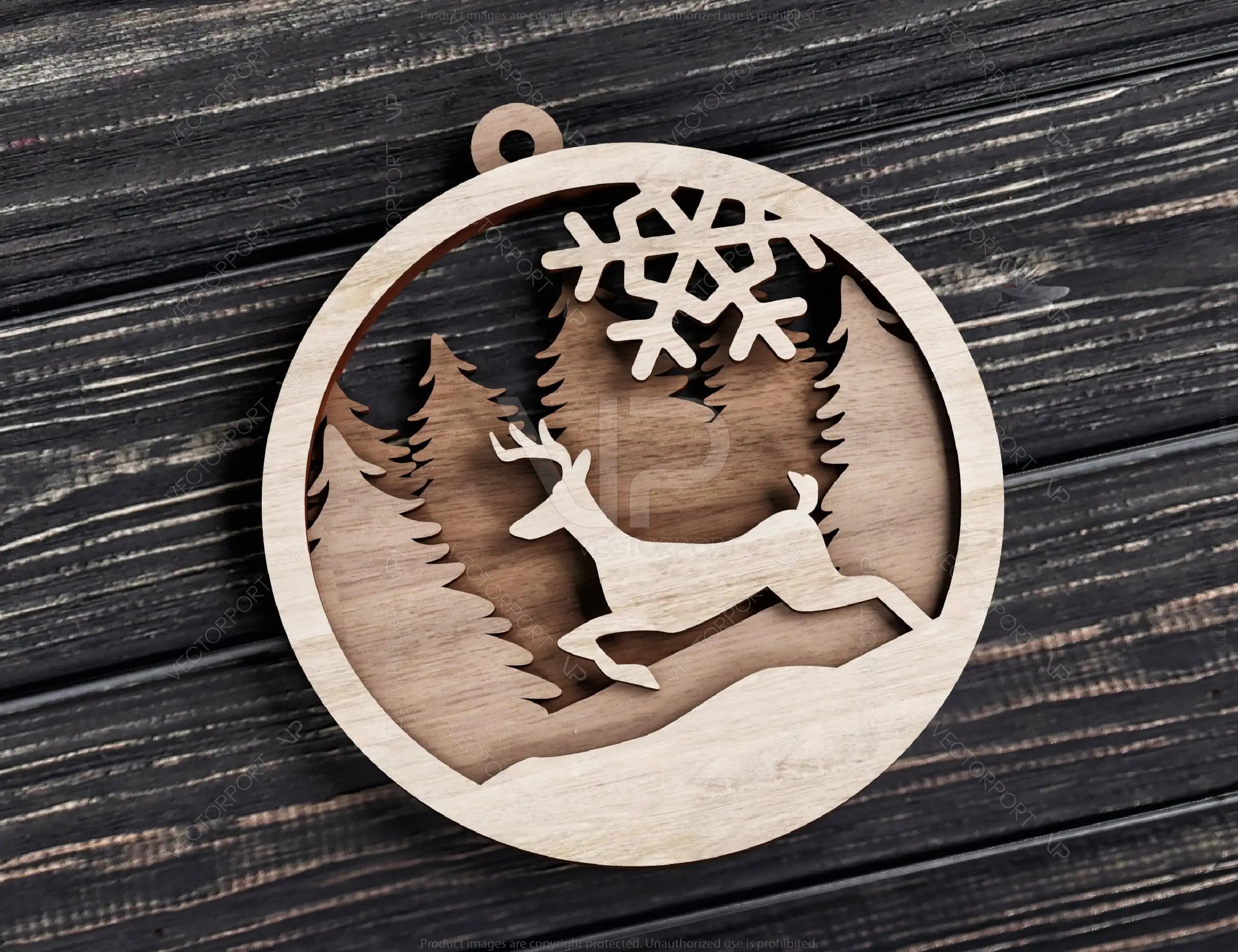 Christmas balls Tree Decorations Craft Hanging Bauble Paper art wood carving stencil laser cut templates  |#U104|