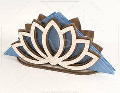 Lotus Flower Decorative Napkin Holder Laser Cut Heart Leaf Rose shape Tabletop wooden holder SVG |#U107|