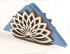 Lotus Flower Decorative Napkin Holder Laser Cut Heart Leaf Rose shape Tabletop wooden holder SVG |#U107|