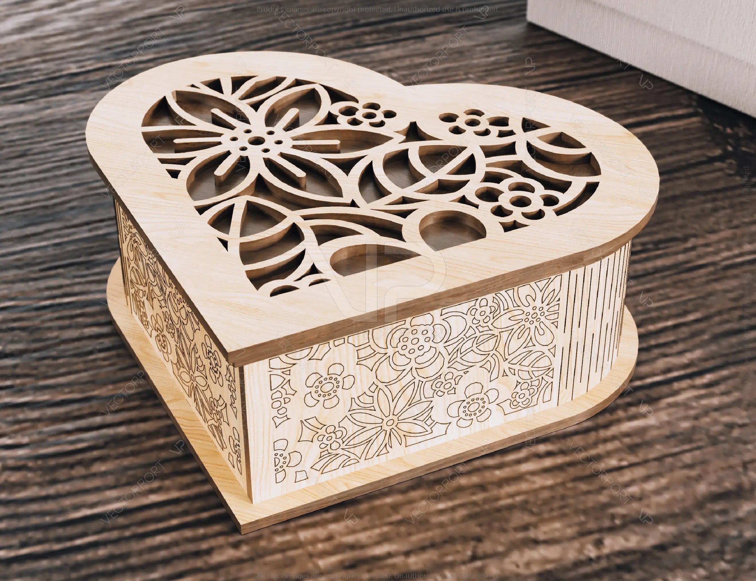 Wooded Heart shaped Jewelry laser cut Box template Wedding Love story vector model cut file Digital Download | SVG, DXF |#113|
