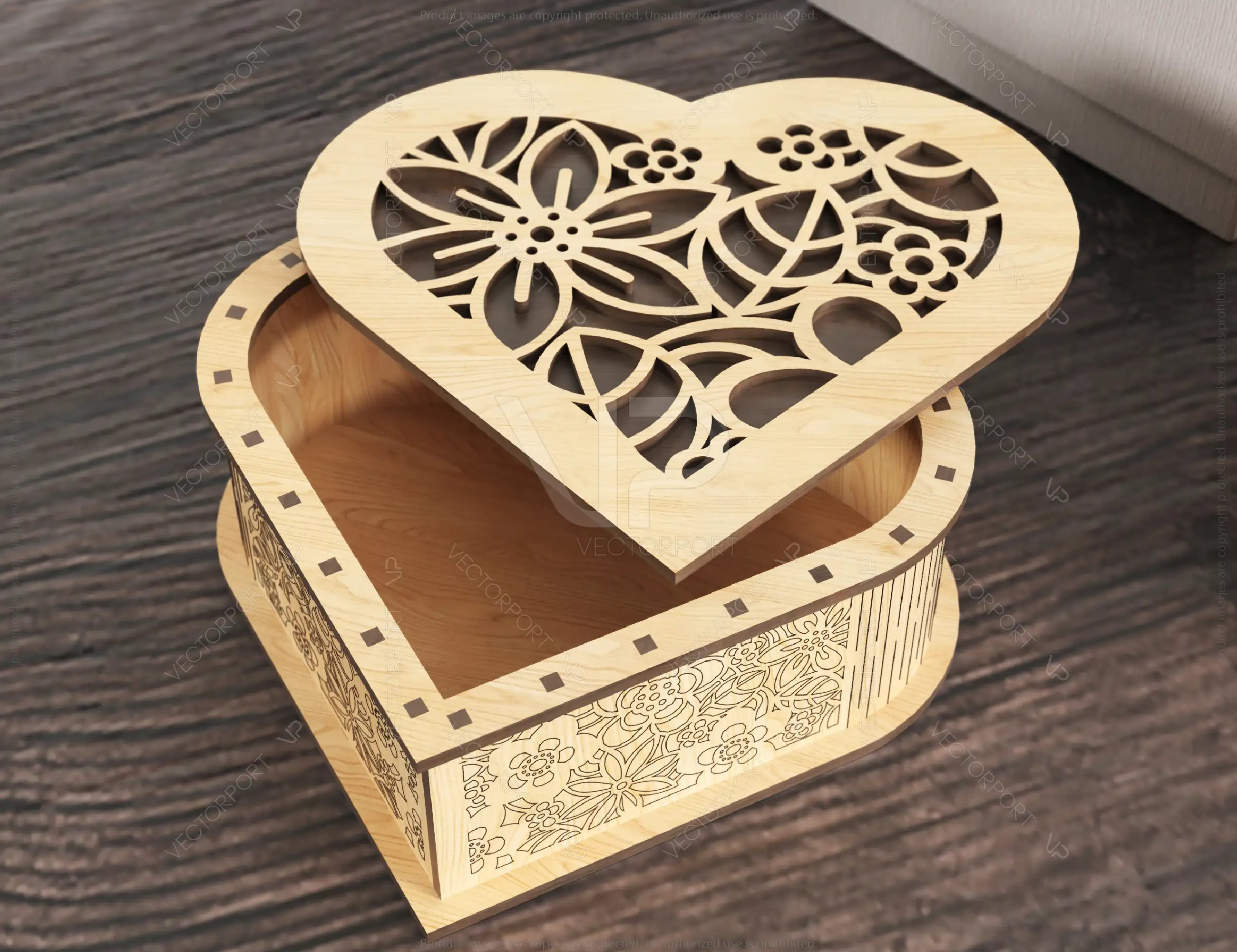 Wooded Heart shaped Jewelry laser cut Box template Wedding Love story vector model cut file Digital Download | SVG, DXF |#113|