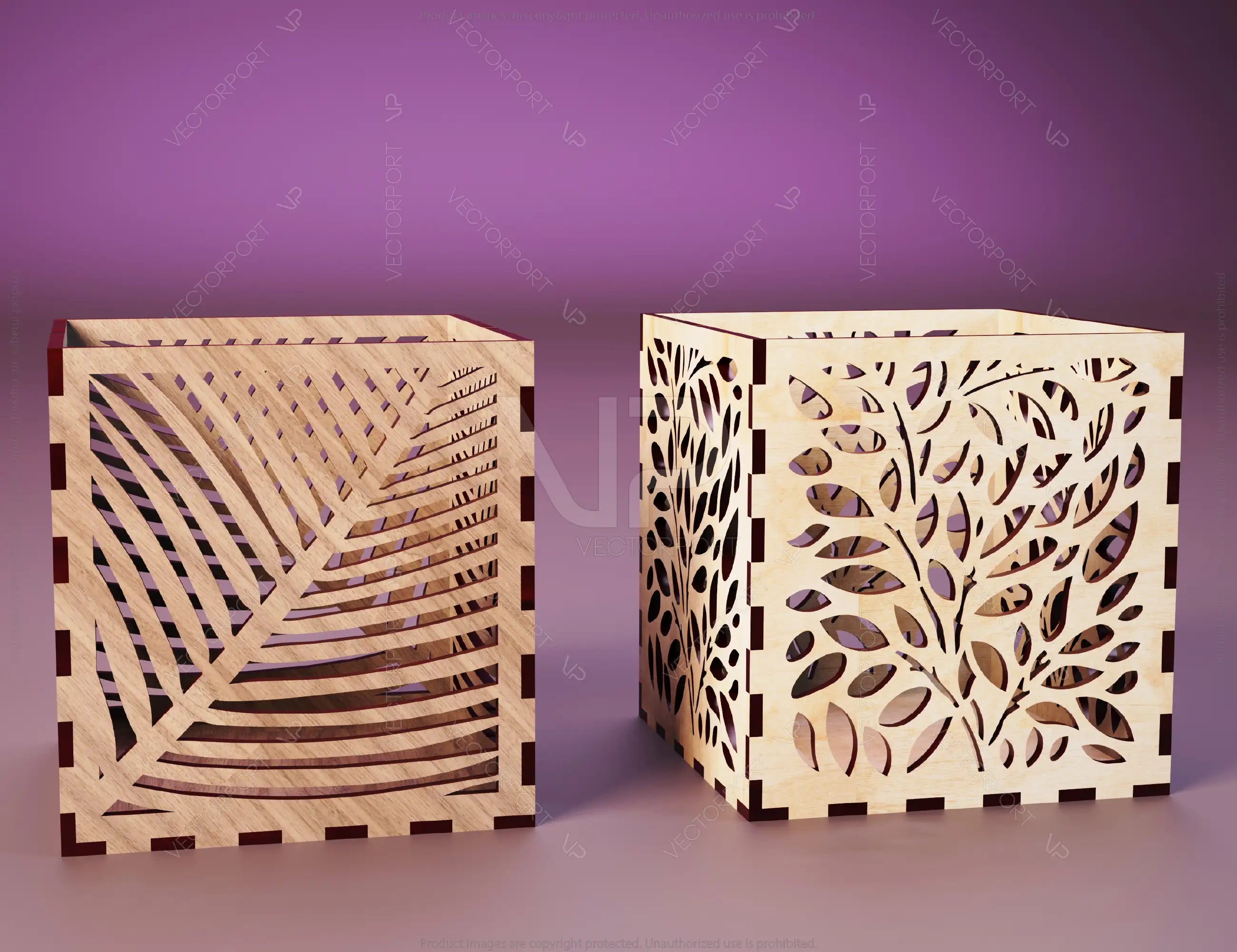 Decorative Laser Cutting Wooden Box Geometric Ornamental Gift Box Candle holder template Wedding Glowforge | SVG, DXF |#115|