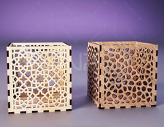 Decorative Laser Cutting Wooden Box Geometric Ornamental Gift Box Candle holder template Wedding Glowforge | SVG, DXF |#115|