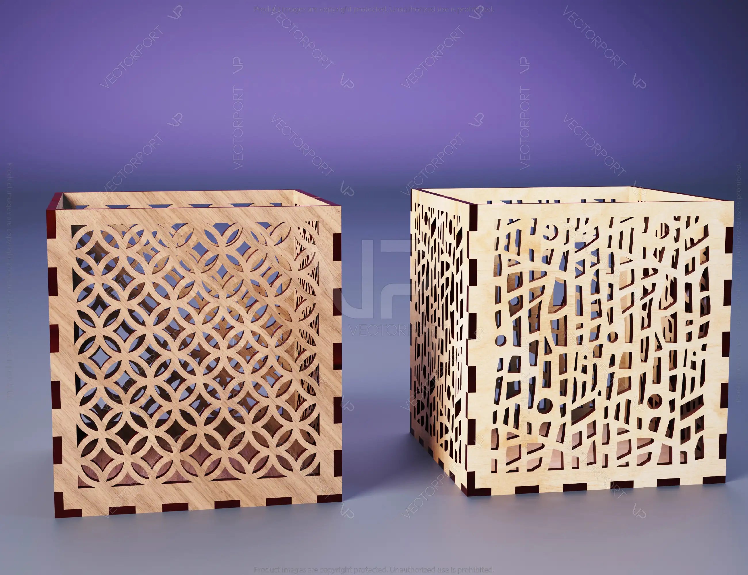 Decorative Laser Cutting Wooden Box Geometric Ornamental Gift Box Candle holder template Wedding Glowforge | SVG, DXF |#115|