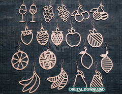 Cute Fruit Earrings For Women Grape Strawberry Laser Wooden Laser Cut Earrings Glowforge Cricut Jewelry Pendants | SVG, DXF, AI |#117|