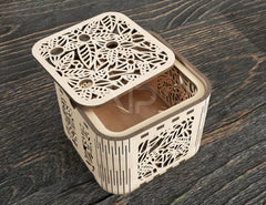 Decorative Wooden Gift box laser cut jeweler case Wedding Love vector model Glowforge cut file |#U117|