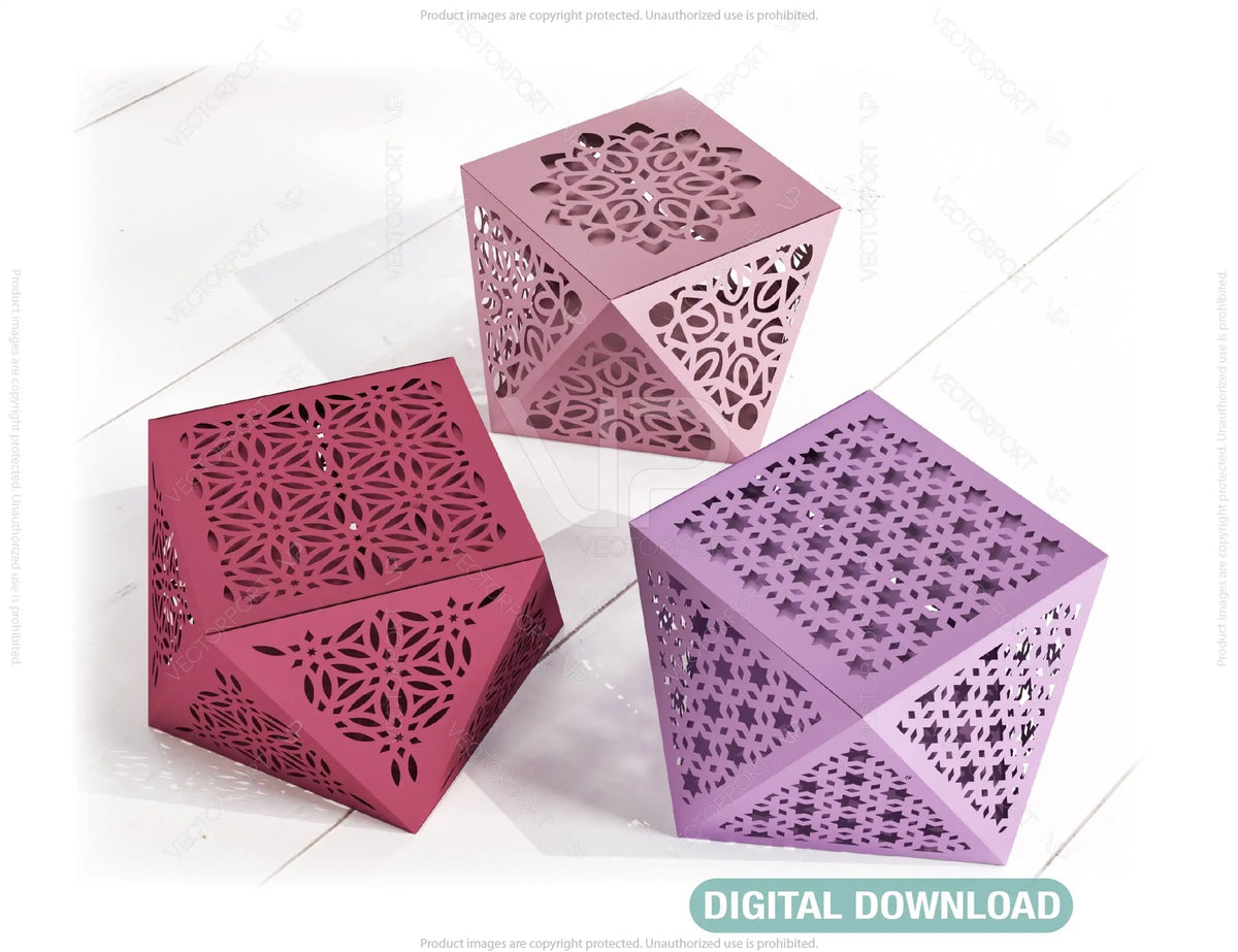 Papercut Craft Paper boxes Packing for Gift Wedding Favors Box Lace Pattern template Files |#U118|