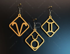 12 Constellation Laser Cut Earrings for Women Zodiac Sign Jewelry Astrology Leo Libra Aries Wooden Glowforge Pendants | SVG, DXF, AI |#118|