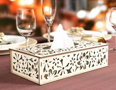 Flowers Pattern Decorative Laser Cut Tissue Box Tabletop wooden napkin cover Glowforge SVG |#U122|