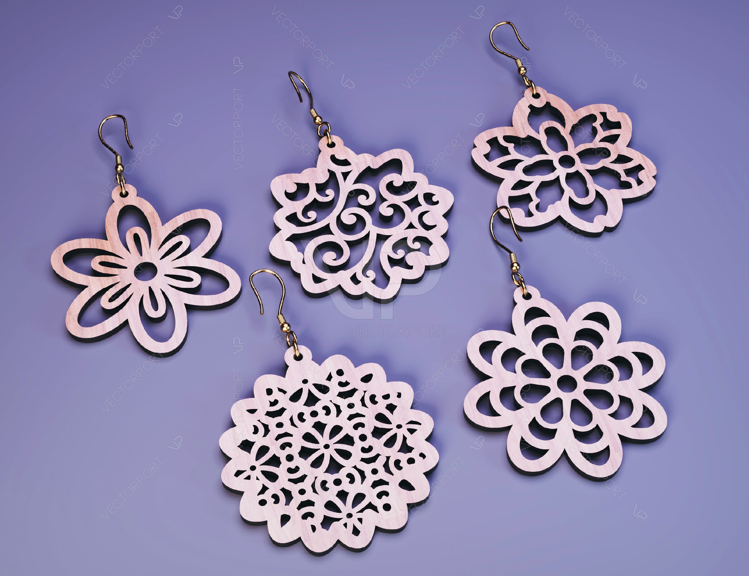 15 Flowers Earrings bundle Laser Cut tear drop templates for Women Jewelry Wooden Glowforge Pendants | SVG, DXF, AI |#122|