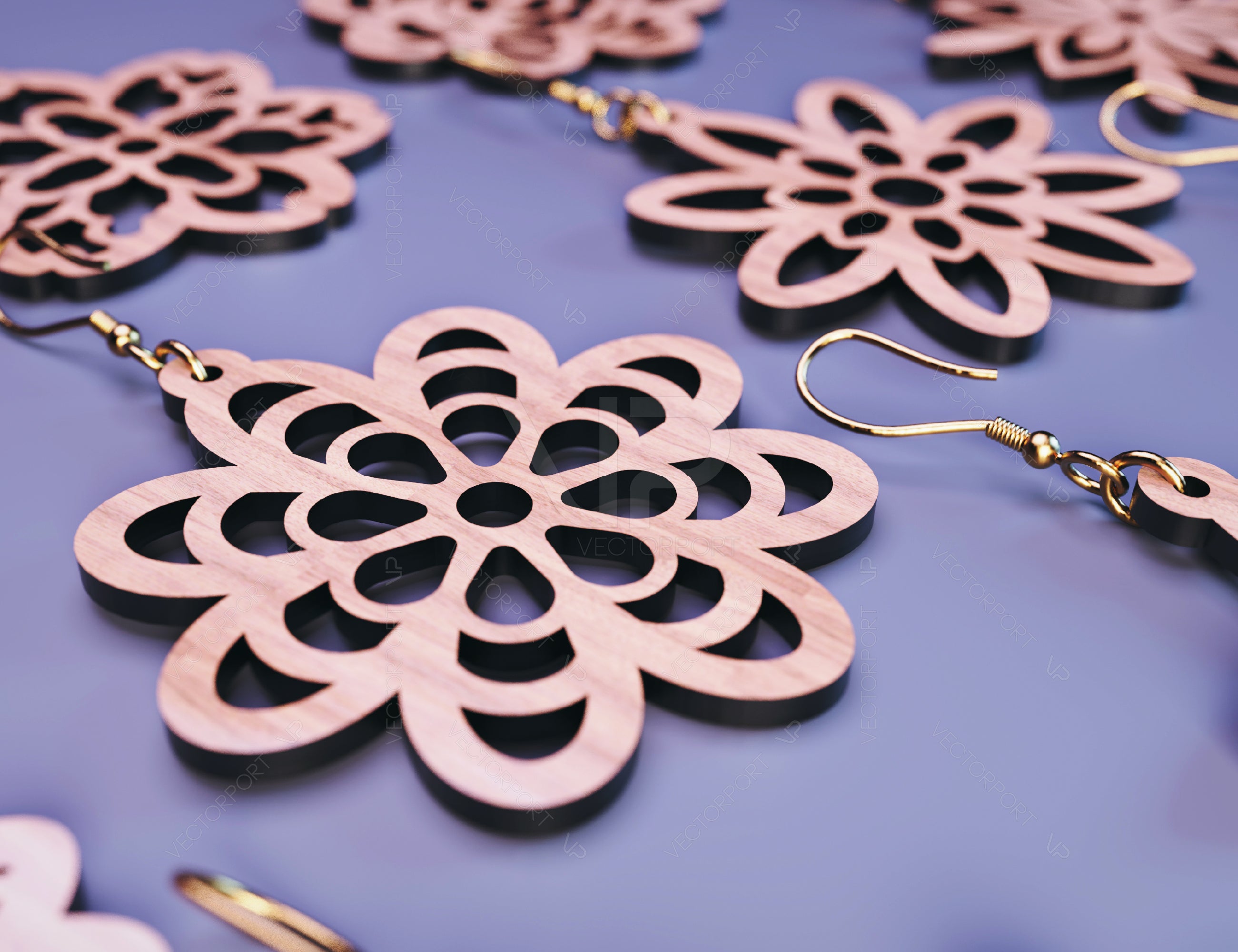 15 Flowers Earrings bundle Laser Cut tear drop templates for Women Jewelry Wooden Glowforge Pendants | SVG, DXF, AI |#122|