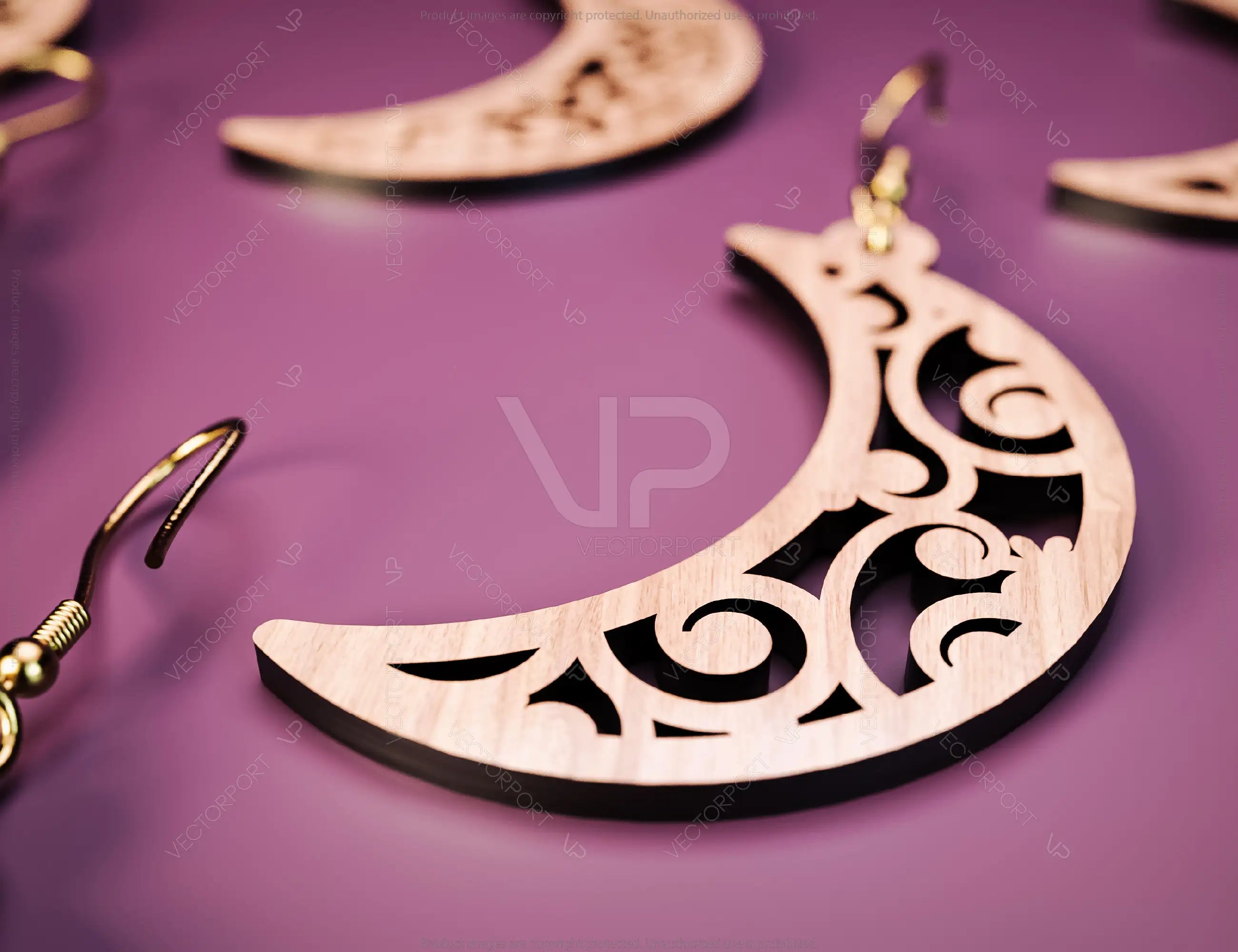 12 Floral Crescent Earrings Moon Earring bundle Laser Cut for Women Jewelry Wooden Glowforge Pendants | SVG, DXF, AI |#123|