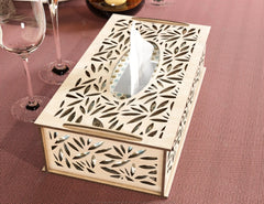 Decorative Laser Cut Tissue Box leaf shape Tabletop wooden napkin cover Glowforge SVG |#U124|