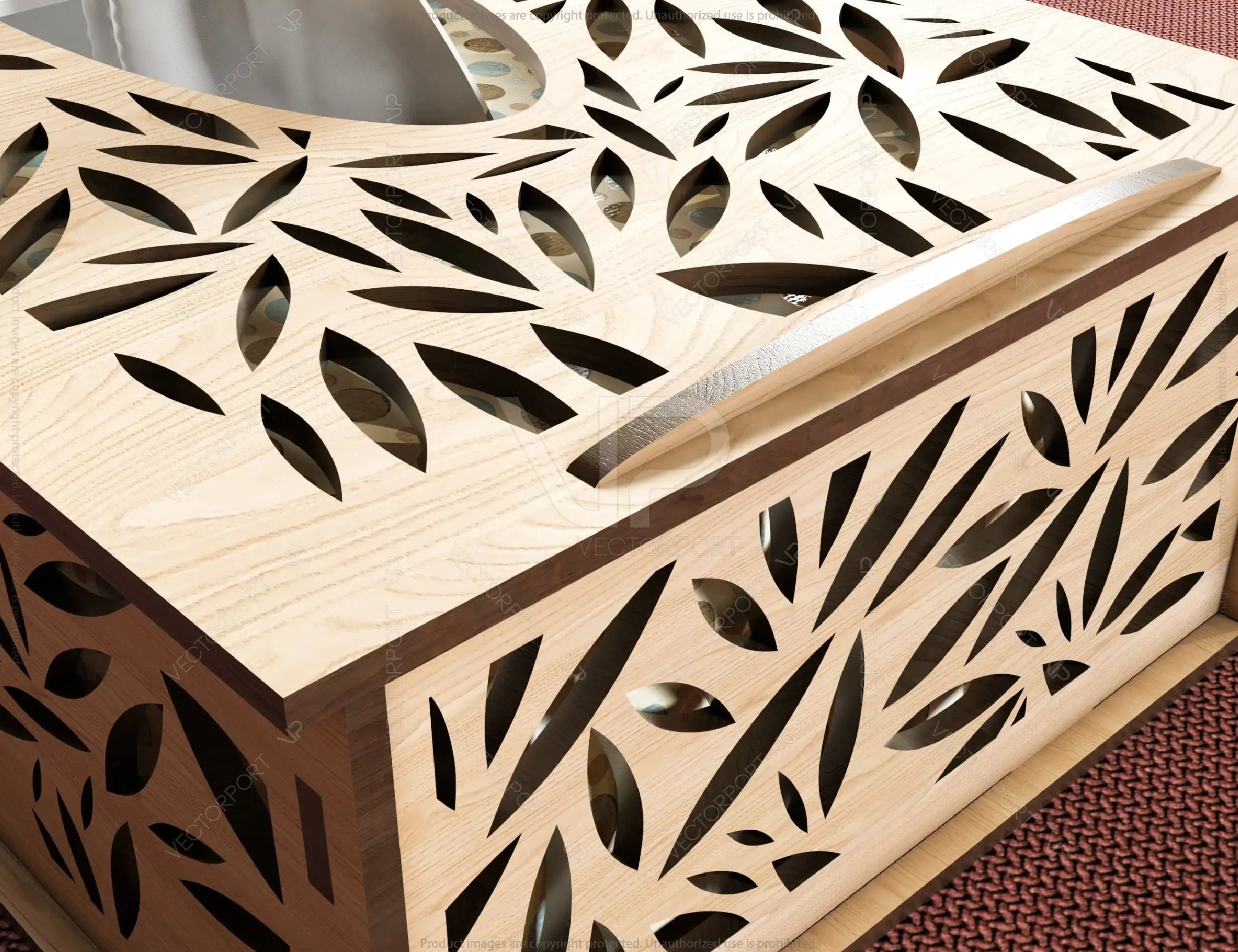 Decorative Laser Cut Tissue Box leaf shape Tabletop wooden napkin cover Glowforge SVG |#U124|