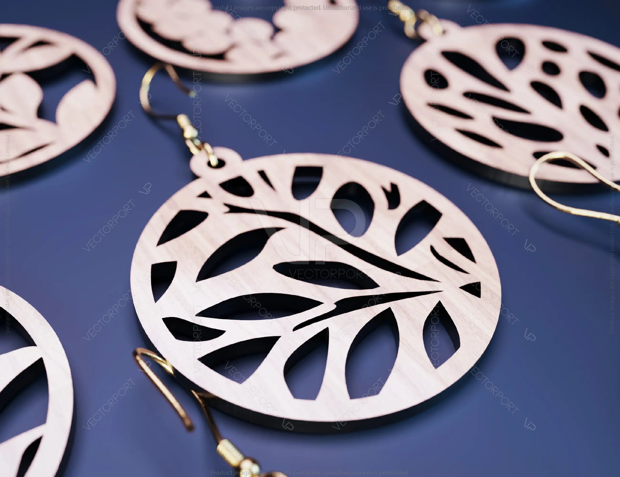 Round Leaves Earring Svg 12 styles Glowforge Cricut Jewelry Pendants laser cut | SVG, DXF, AI |#125|