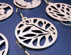 Round Leaves Earring Svg 12 styles Glowforge Cricut Jewelry Pendants laser cut | SVG, DXF, AI |#125|