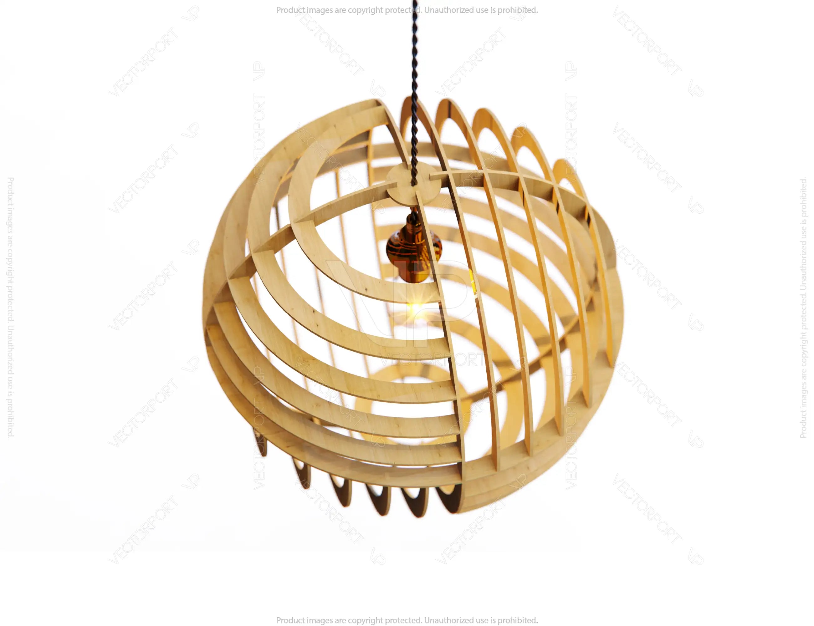 Spheric Wood Pendant Light Chandelier Lamp laser cut file, DIGITAL DOWNLOAD | SVG, DXF |#127|