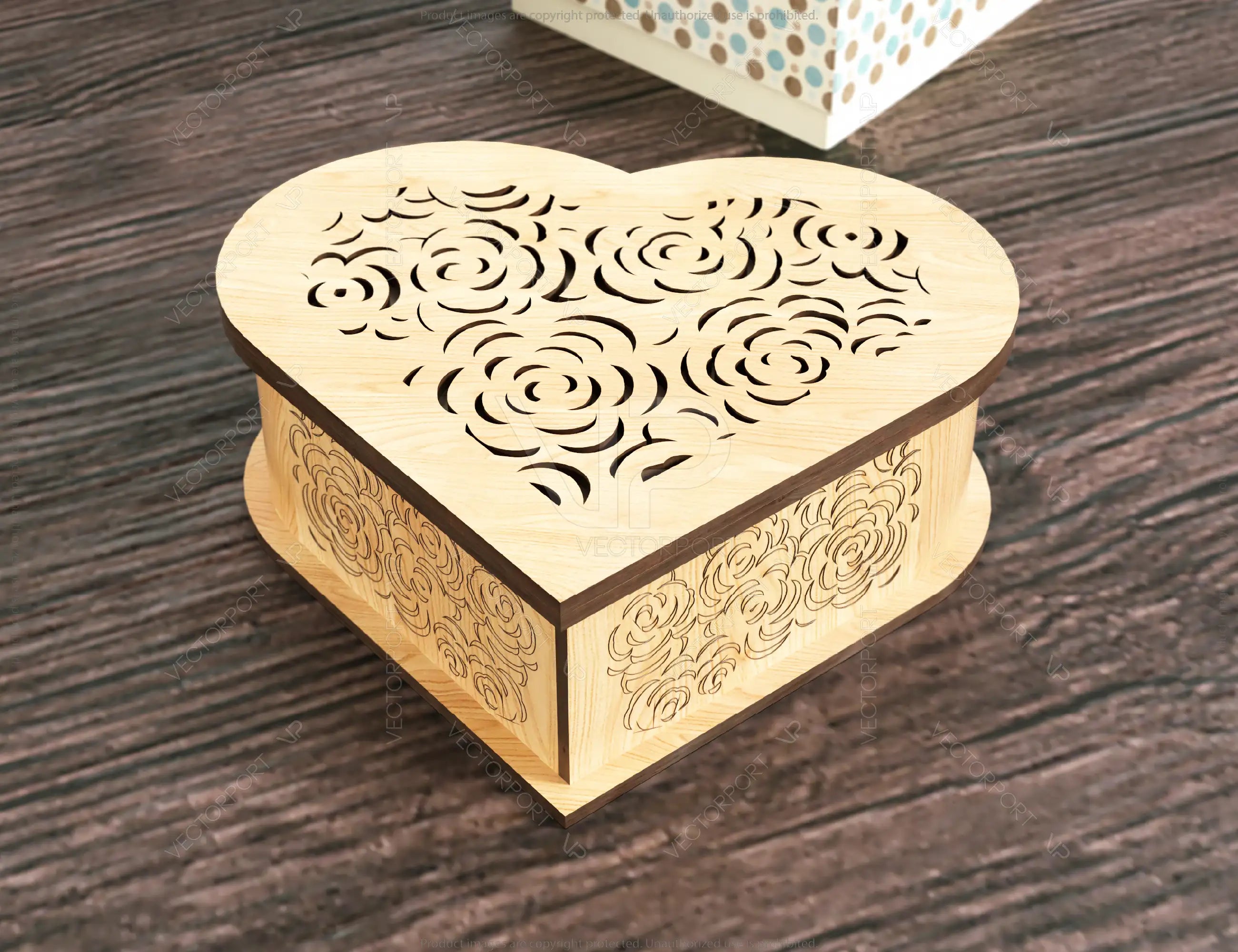 Wooden Heart shaped Jewelry laser cut Box template Wedding Love story vector model Jewelry box cut file | SVG, DXF |#131|