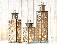 Wooden Wedding Decoration Lantern Laser Cut Centerpiece Night Light Lampshade Table Candle Holder SVG |#U133|