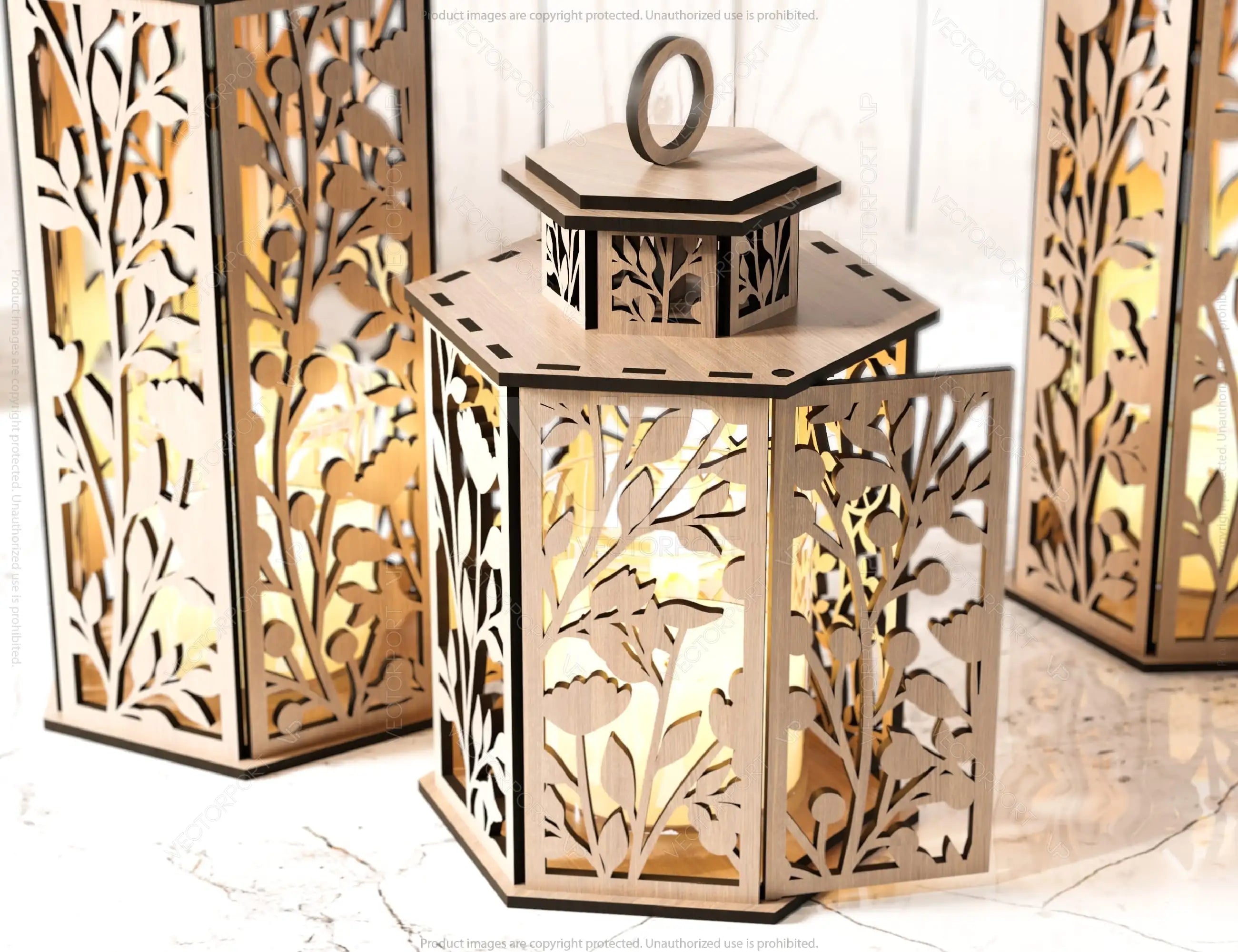 Wooden Wedding Decoration Lantern Laser Cut Centerpiece Night Light Lampshade Table Candle Holder SVG |#U133|