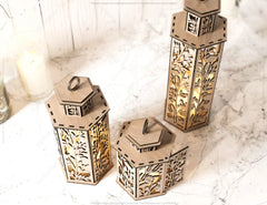 Wooden Wedding Decoration Lantern Laser Cut Centerpiece Night Light Lampshade Table Candle Holder SVG |#U133|