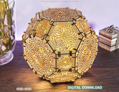 Hexahedron Sphere Tea light Lamp Candle holder Plywood table lamp laser cut files | SVG, DXF, AI |#134|