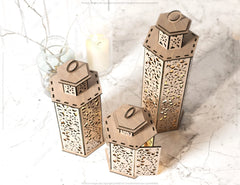Wooden Wedding Decoration Lantern Laser Cut Centerpiece Night Light Lampshade Table Candle Holder SVG |#U134|