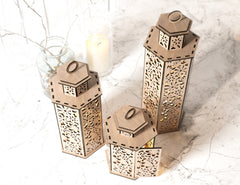 Wooden Wedding Decoration Lantern Laser Cut Centerpiece Night Light Lampshade Table Candle Holder SVG |#U134|