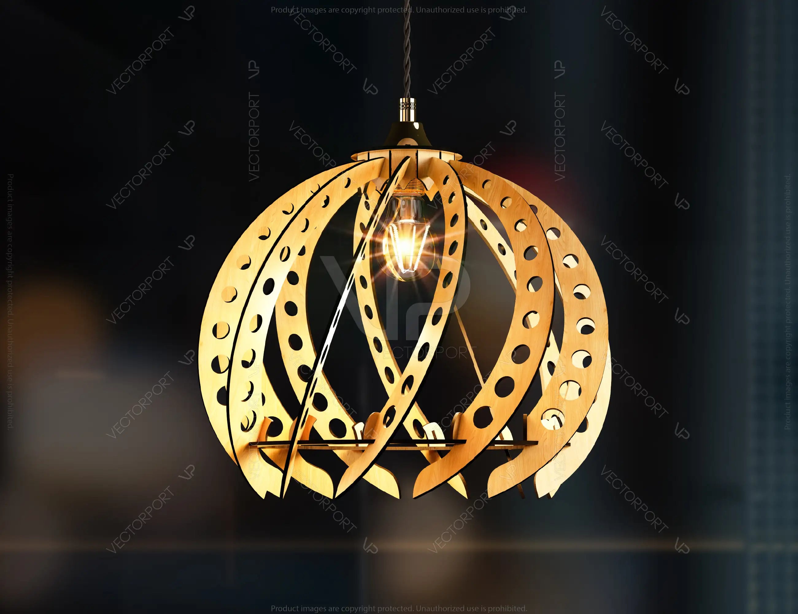 Wood Modern Hanging Round chandelier lamp shade Pendant light template svg laser cut plywood| SVG, DXF, AI |#135|