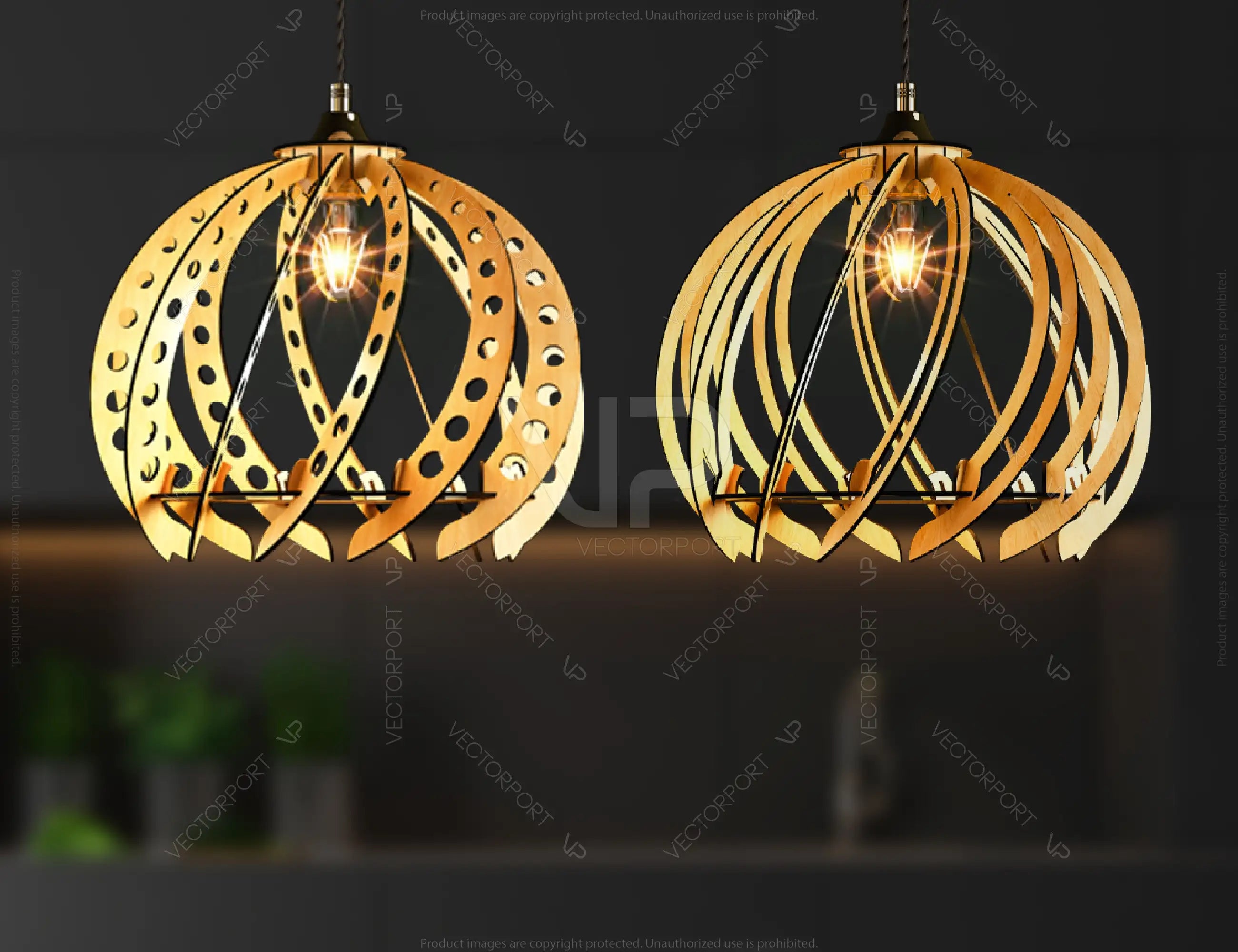 Wood Modern Hanging Round chandelier lamp shade Pendant light template svg laser cut plywood| SVG, DXF, AI |#135|