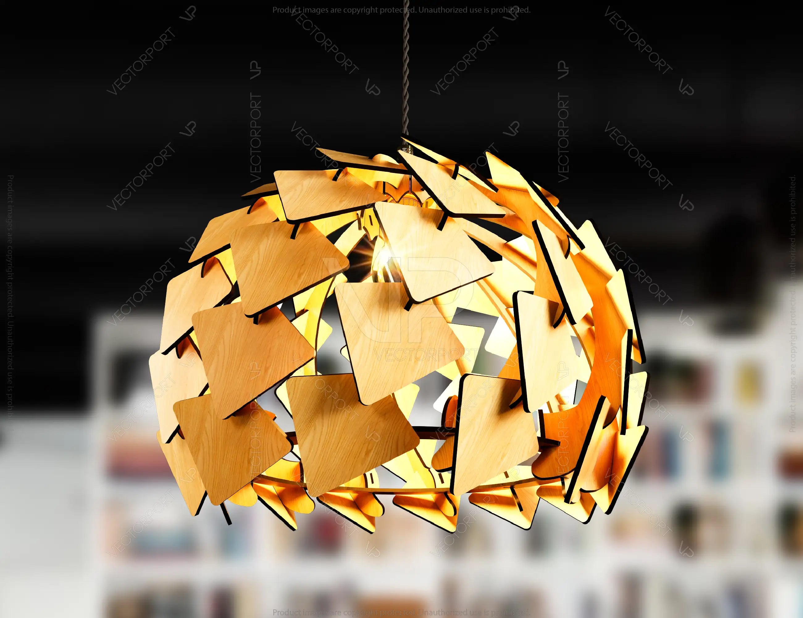 Scandinavian Pine Cone Wood Modern Hanging chandelier lamp shade Pendant light template svg laser cut plywood| SVG, DXF, AI |#136|