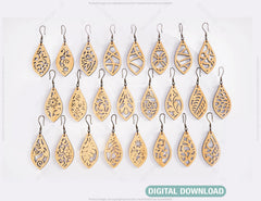 Earrings bundle Laser Cut tear drop templates for Women Jewelry Wooden 24 style templates Pendants | SVG, DXF, AI |#138|